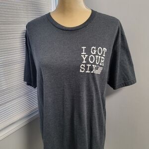 I GOT YOUR SIX Short Sleeve T-Shirt Gray Unisex Size Large Blue Line Flag Police